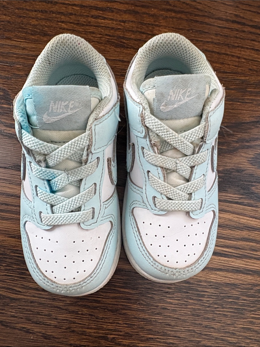 Nike Kids Light Blue and White Lace-Up Sneakers